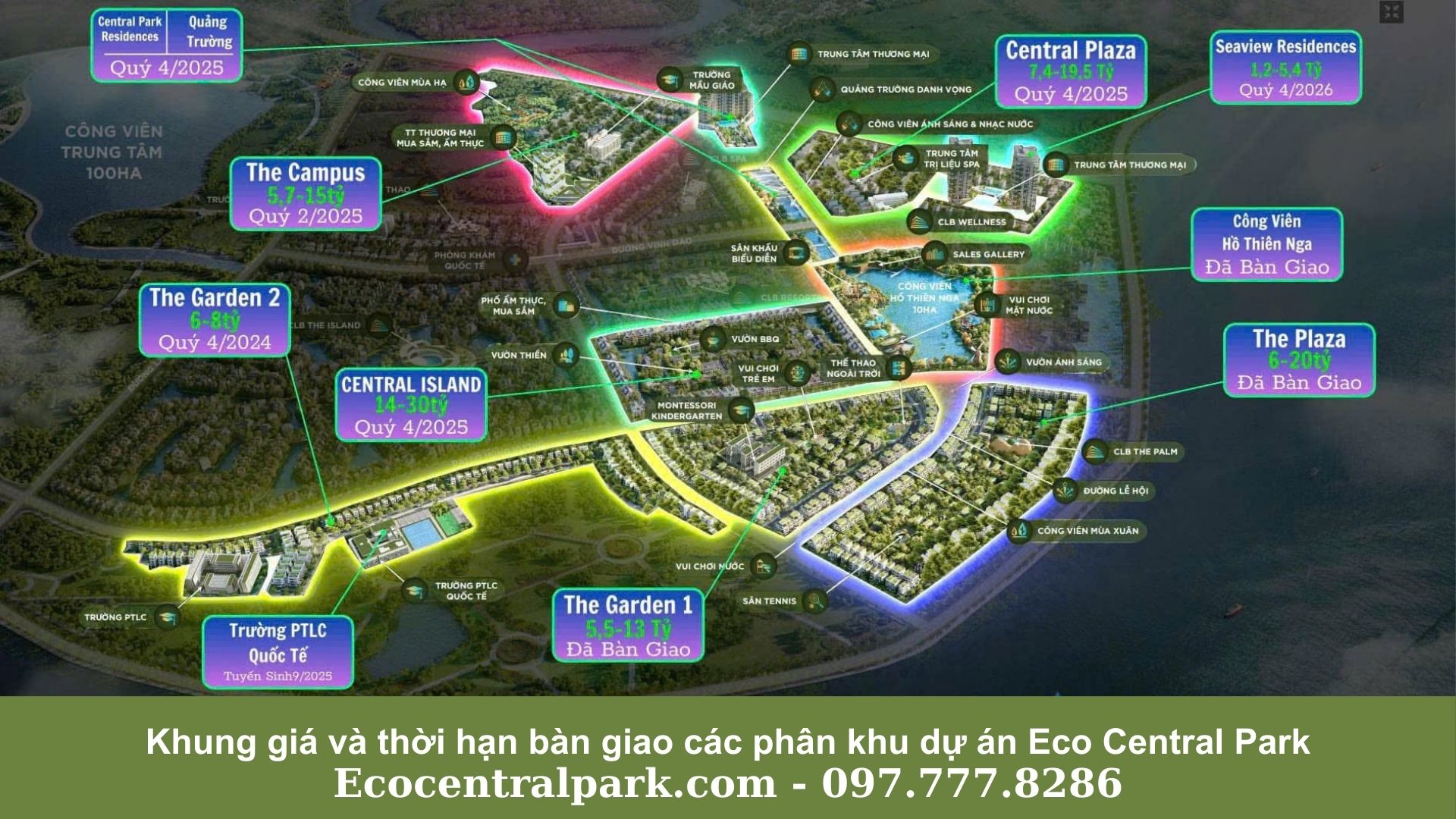 Khung giá và thời hạn bàn giao các phân khu dự án Eco Central Park (1)